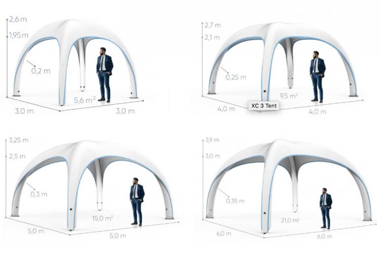 tailles et formats tentes gonflables X-Gloo